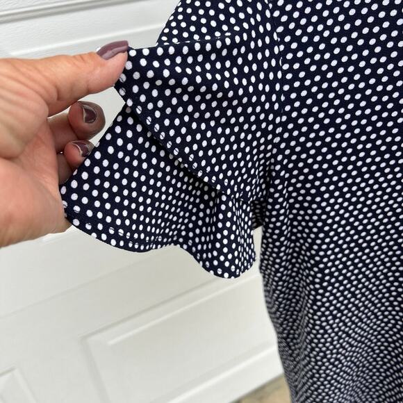 ADRIANNA PAPELL navy white dots, scoop neck short sleeve women’s size 2X top - Picture 3 of 9